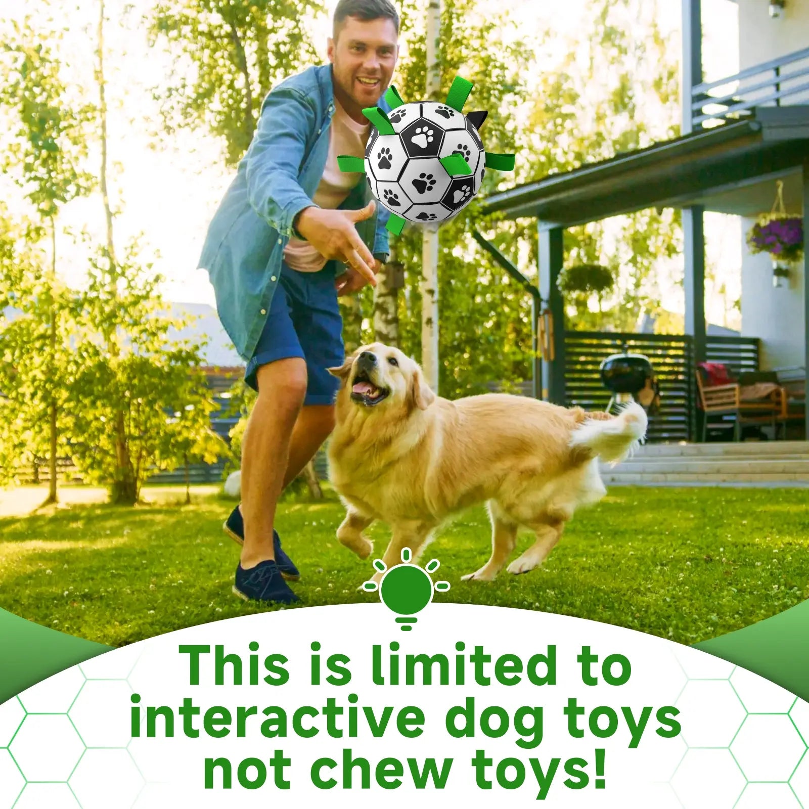Herding Dogs Balls Durable Dog Soccer Ball with 9 Grab Tabs for Outdoor & Water Play, Perfect Gift for Pets