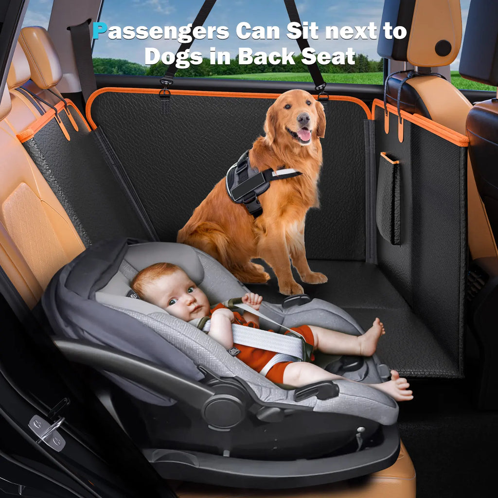 MIXJOY Dog Accessories,Waterproof Hard Bottom Dog Car Seat Cover, Folding Dog Bed for Car Travel,Outside Dog Bed,Expanded Space & Weight up to 400LBS Pet Accessories