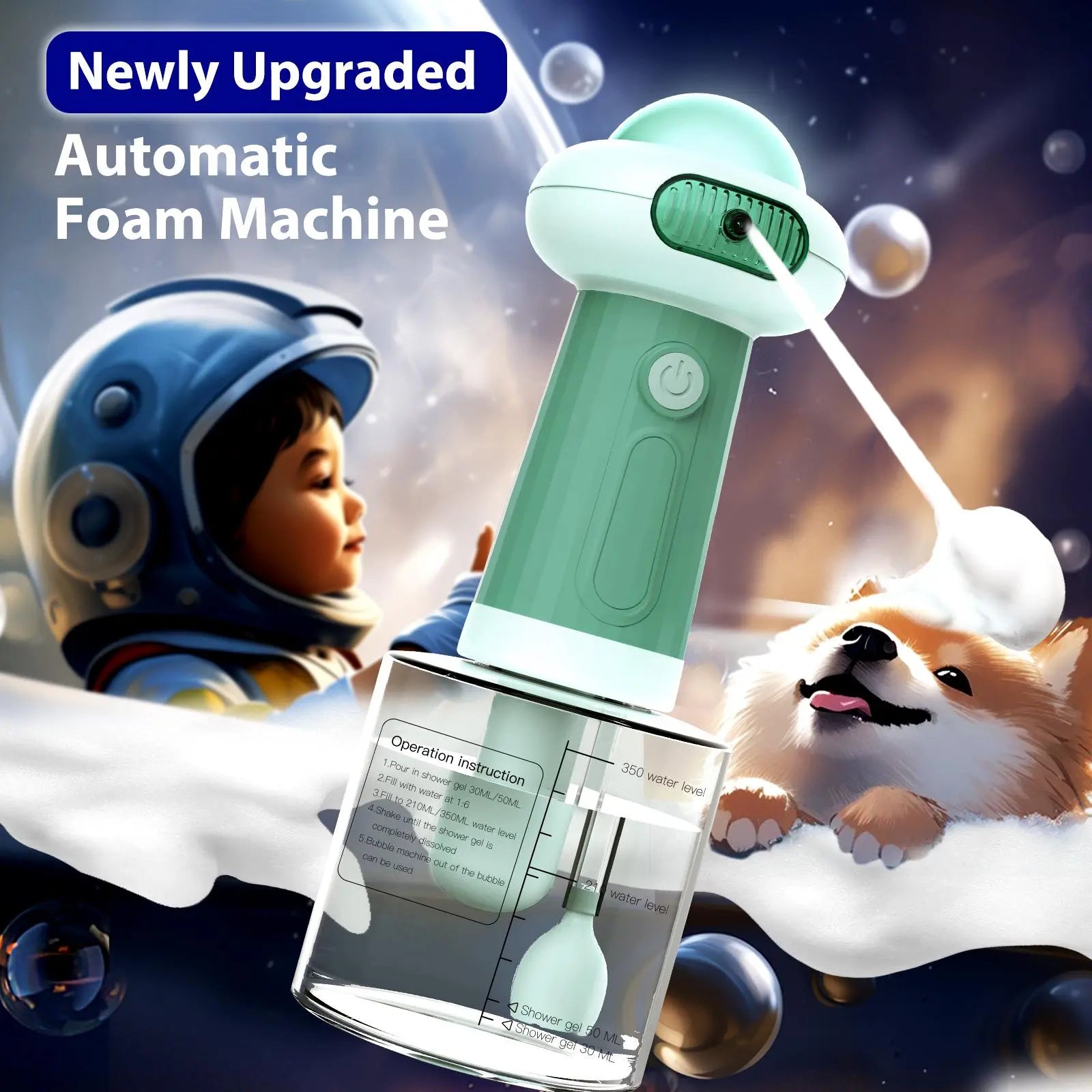 [Creator Pick] Electric Dog Shampoo Dispenser, Dog Shampoo Sprayer, Duck Shampoo Foamer for Pet, Foaming Soap Dispenser for Bathtub, Kitchen Sink Cleaning Grooming Bubbles