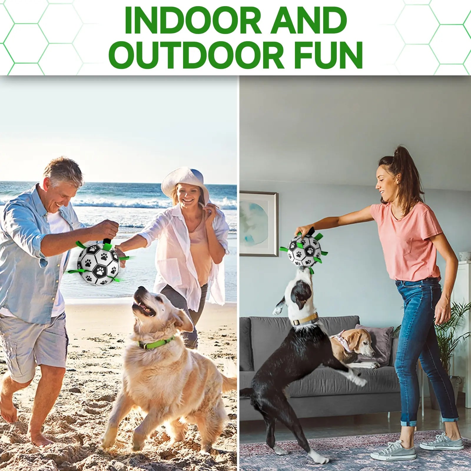 Herding Dogs Balls Durable Dog Soccer Ball with 9 Grab Tabs for Outdoor & Water Play, Perfect Gift for Pets