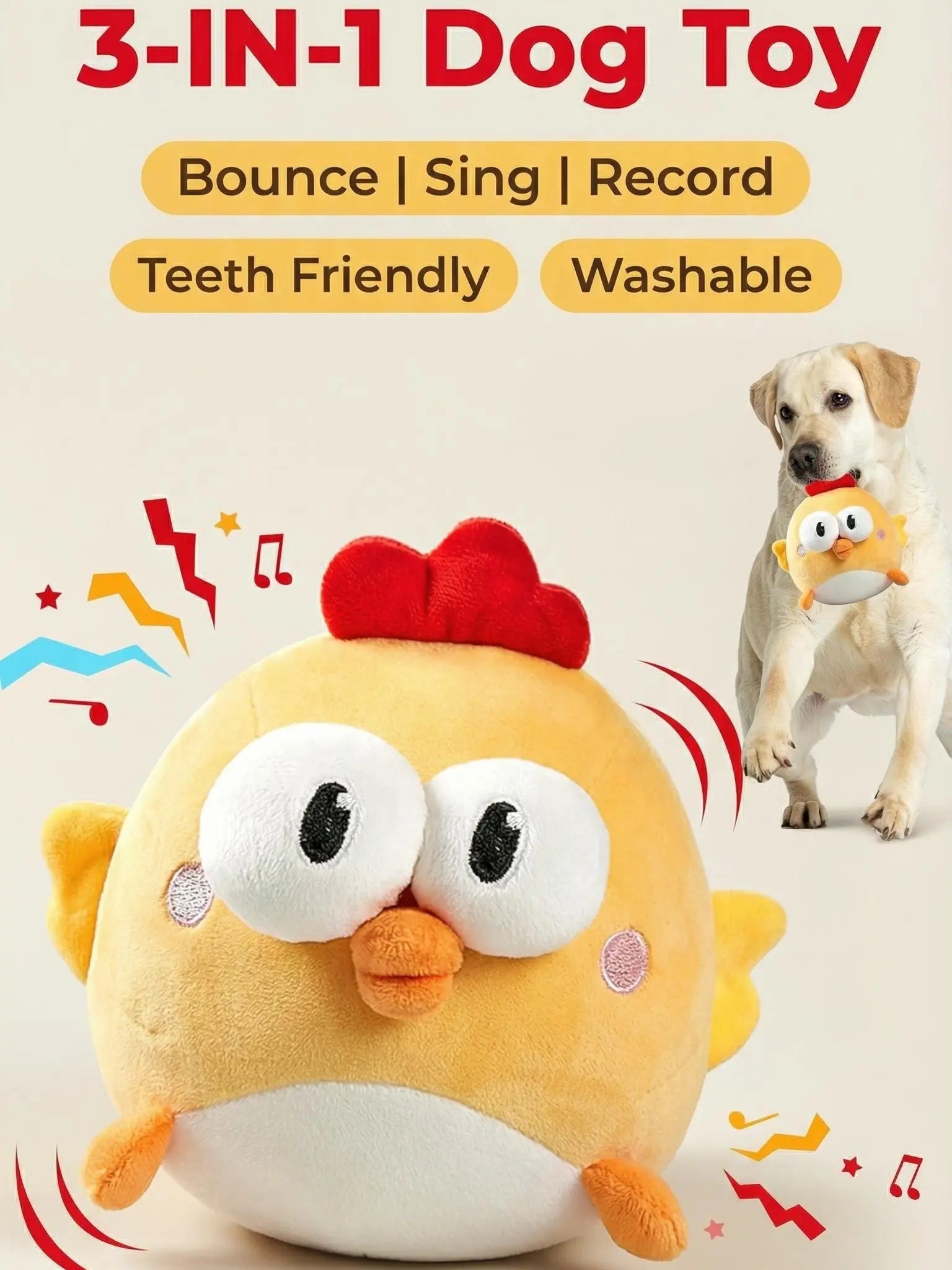 Unleash the Fun! 🎉 Meet the 3-in-1 Interactive Dog Bouncing Ball: Recordable, Singing, Jumping & Rechargeable! Perfect for your small to medium pup's boredom busting. Plus, it's washable for endless playtime! 🐾💖