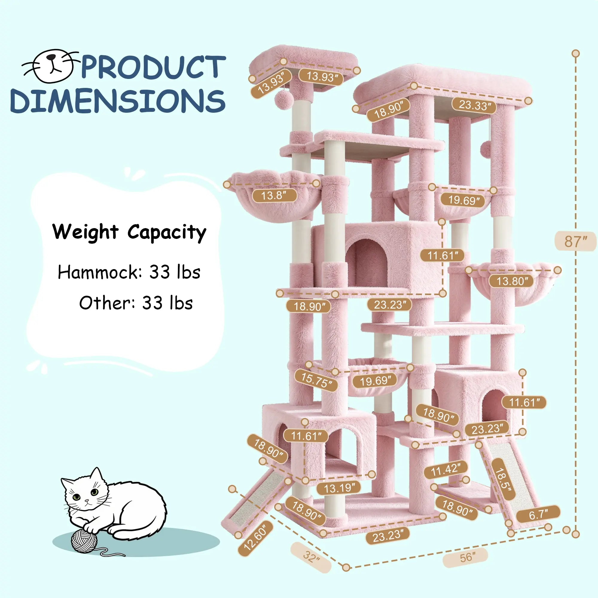 Elevate Your Cats' Playtime with the SHA CERLIN 87" Luxury Cat Tower Mansion! 🐾🏰 Perfect for large cats & kittens, this plush activity center features sisal scratching posts and cozy hammocks! 🌟🐱