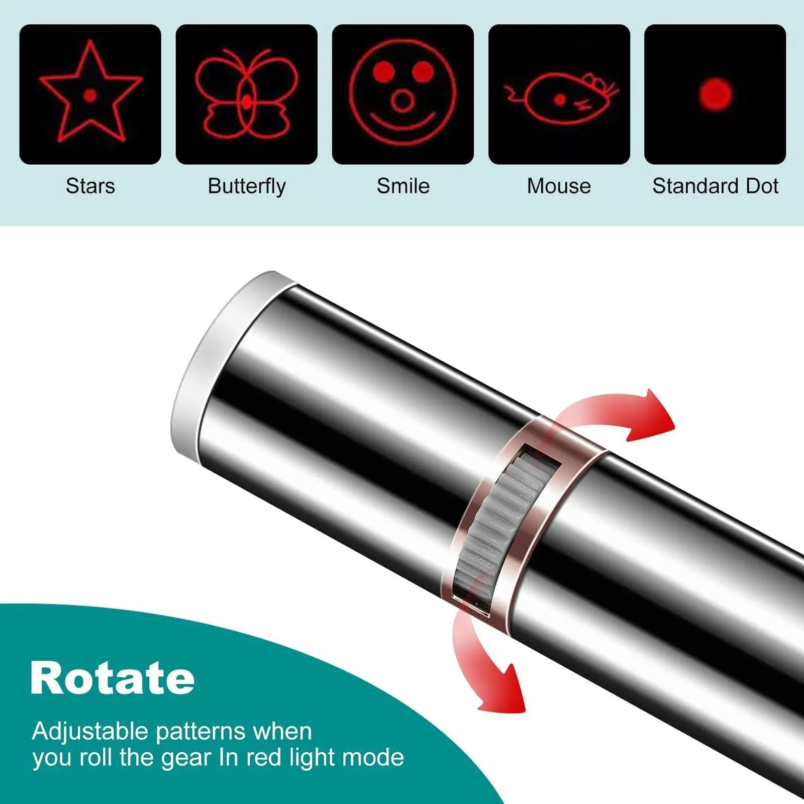 Get the Purr-fect Playtime! 🚀🐾 USB Rechargeable Rotatable Pet Laser Toy with 5 Fun Modes for Cats and Dogs! 🐶😻 Interactive & Perfect for Indoor Fun!
