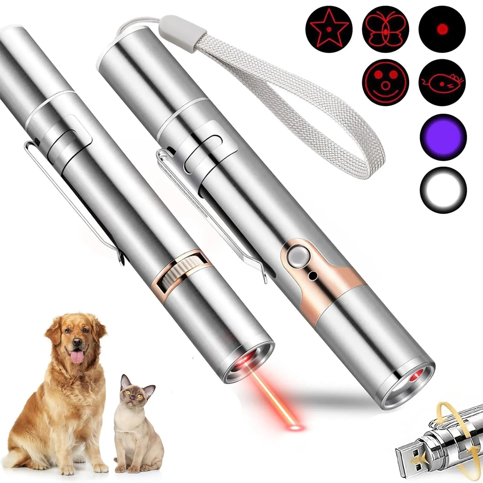 Get the Purr-fect Playtime! 🚀🐾 USB Rechargeable Rotatable Pet Laser Toy with 5 Fun Modes for Cats and Dogs! 🐶😻 Interactive & Perfect for Indoor Fun!