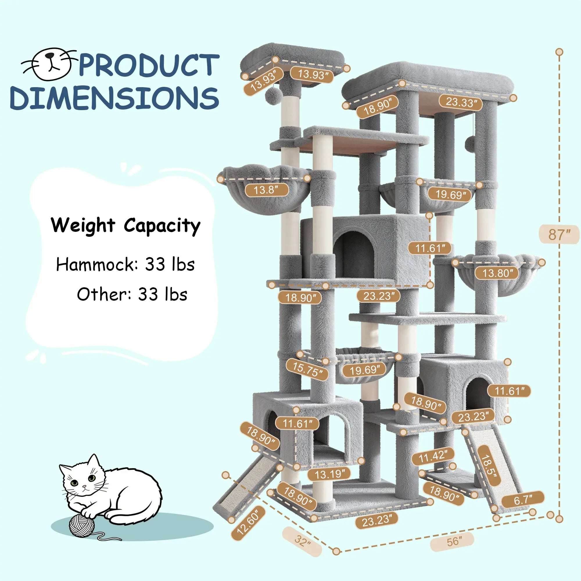 Elevate Your Cats' Playtime with the SHA CERLIN 87" Luxury Cat Tower Mansion! 🐾🏰 Perfect for large cats & kittens, this plush activity center features sisal scratching posts and cozy hammocks! 🌟🐱