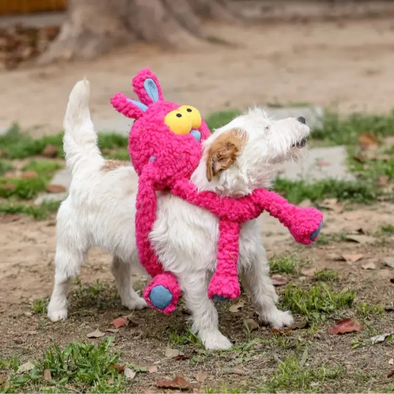 Petpetronixqmonster Rope-Feet Bunny Plush/Tug Toy for Dogs -Tug Toy Noise Dog Toys