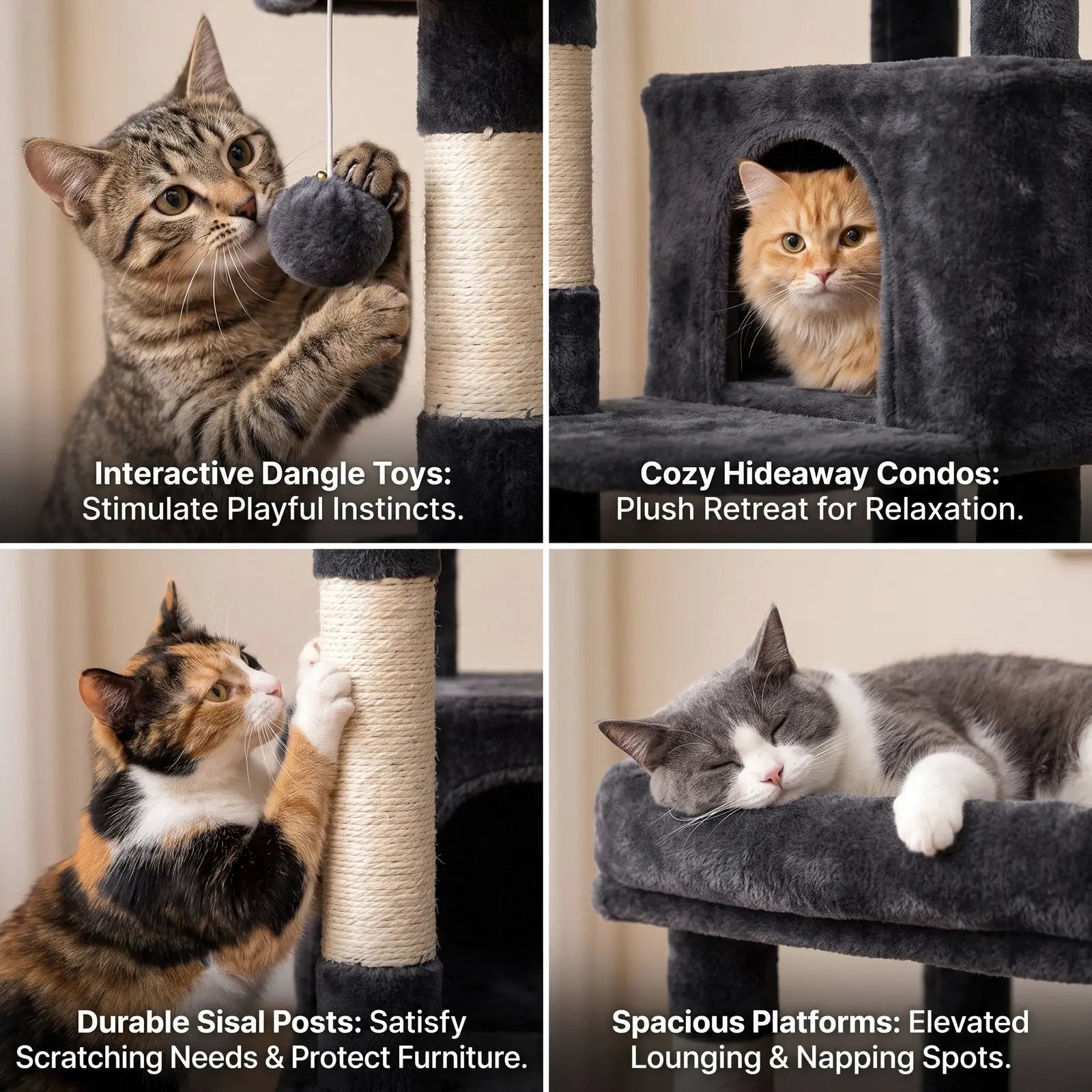 Elevate Your Cats' Playtime with the SHA CERLIN 87" Luxury Cat Tower Mansion! 🐾🏰 Perfect for large cats & kittens, this plush activity center features sisal scratching posts and cozy hammocks! 🌟🐱
