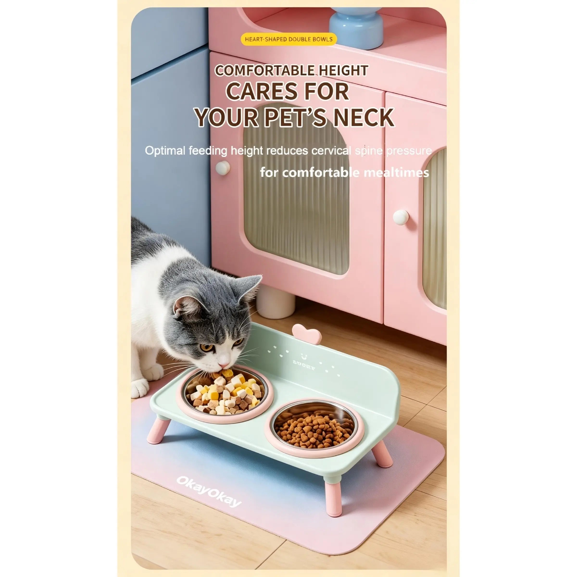 Upgrade your pet's mealtime with these cute heart-shaped macaron bowls! 🐾💕 Anti-spill stainless steel feeding set for your furry friends - perfect for cats and dogs! 🐶🐱✨