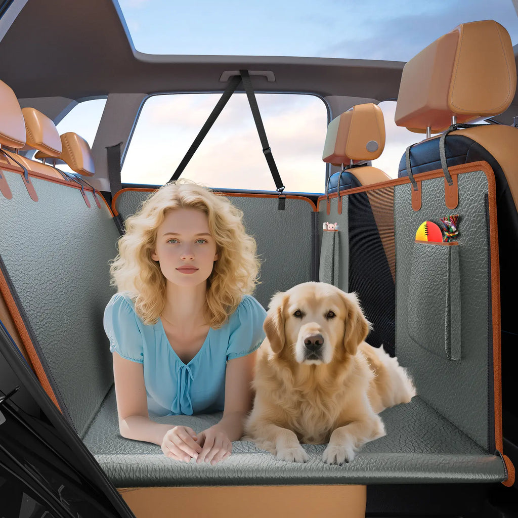 MIXJOY Dog Accessories,Waterproof Hard Bottom Dog Car Seat Cover, Folding Dog Bed for Car Travel,Outside Dog Bed,Expanded Space & Weight up to 400LBS Pet Accessories