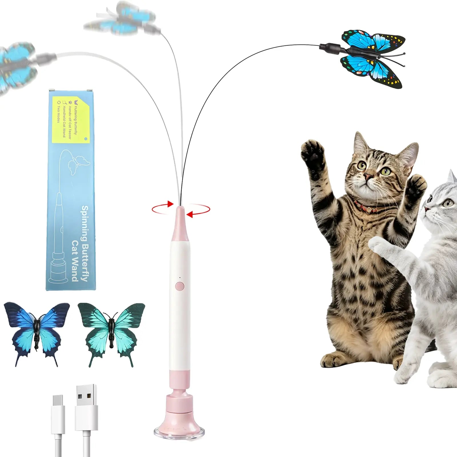 Get Your Cat Moving with the Ultimate Interactive Butterfly Toy! 🦋✨ Rechargeable, Spins & Jumps, Perfect for Indoor Playtime! 🐾💖