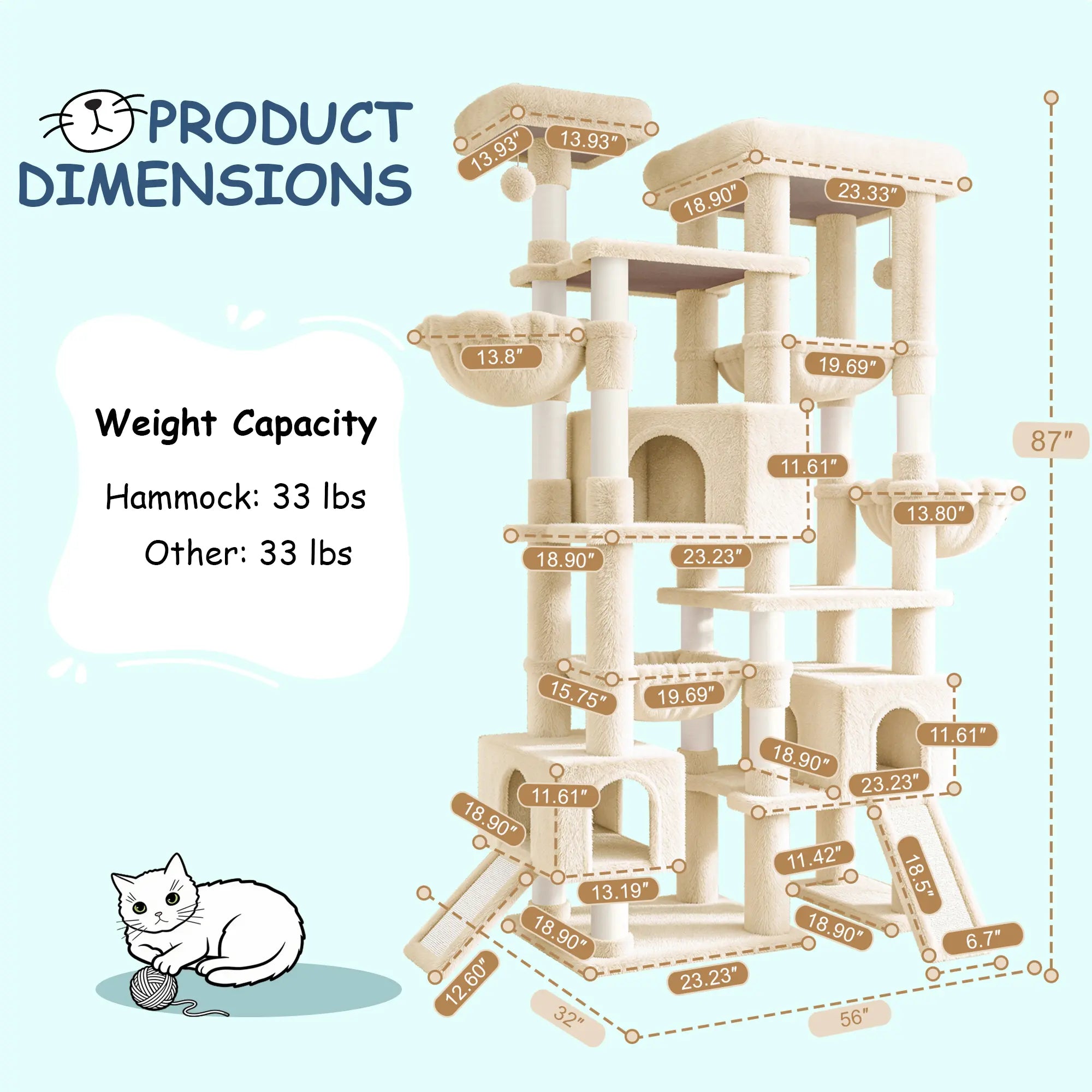 Elevate Your Cats' Playtime with the SHA CERLIN 87" Luxury Cat Tower Mansion! 🐾🏰 Perfect for large cats & kittens, this plush activity center features sisal scratching posts and cozy hammocks! 🌟🐱
