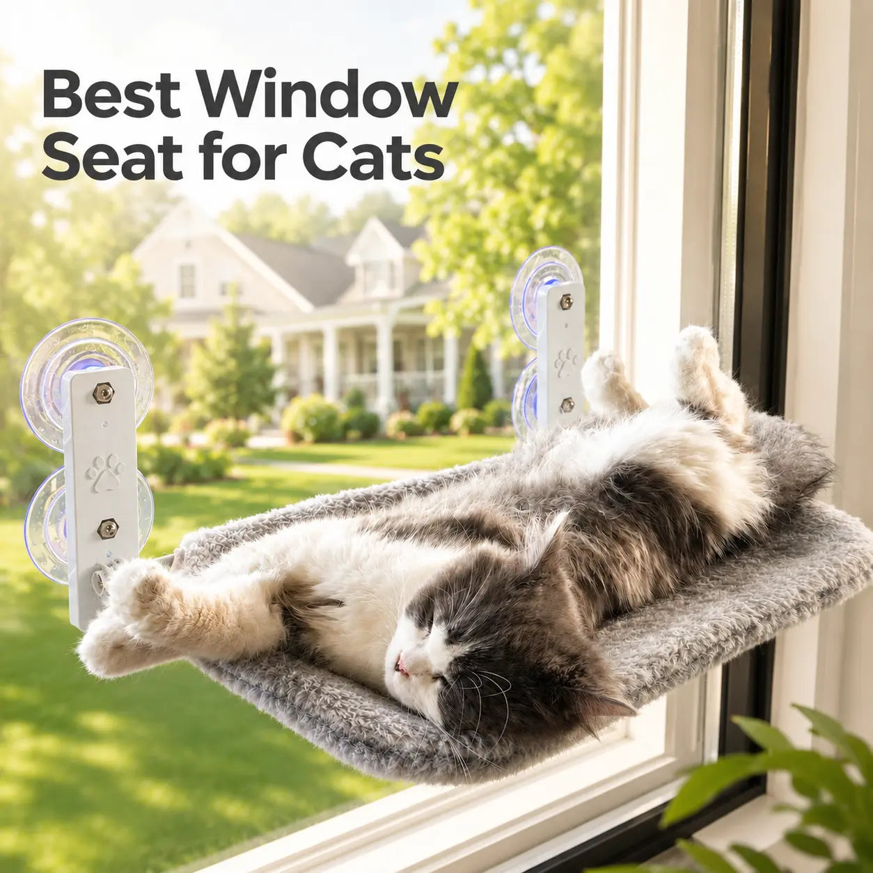 Elevate Your Cat's Chill Game with Our Sturdy Window Hammock! 🐾✨ Perfect for Sunbathing & Napping - Machine Washable, Cordless, and Super Strong Suction Cups! 🐱🌞 #CatLovers #CatHammock