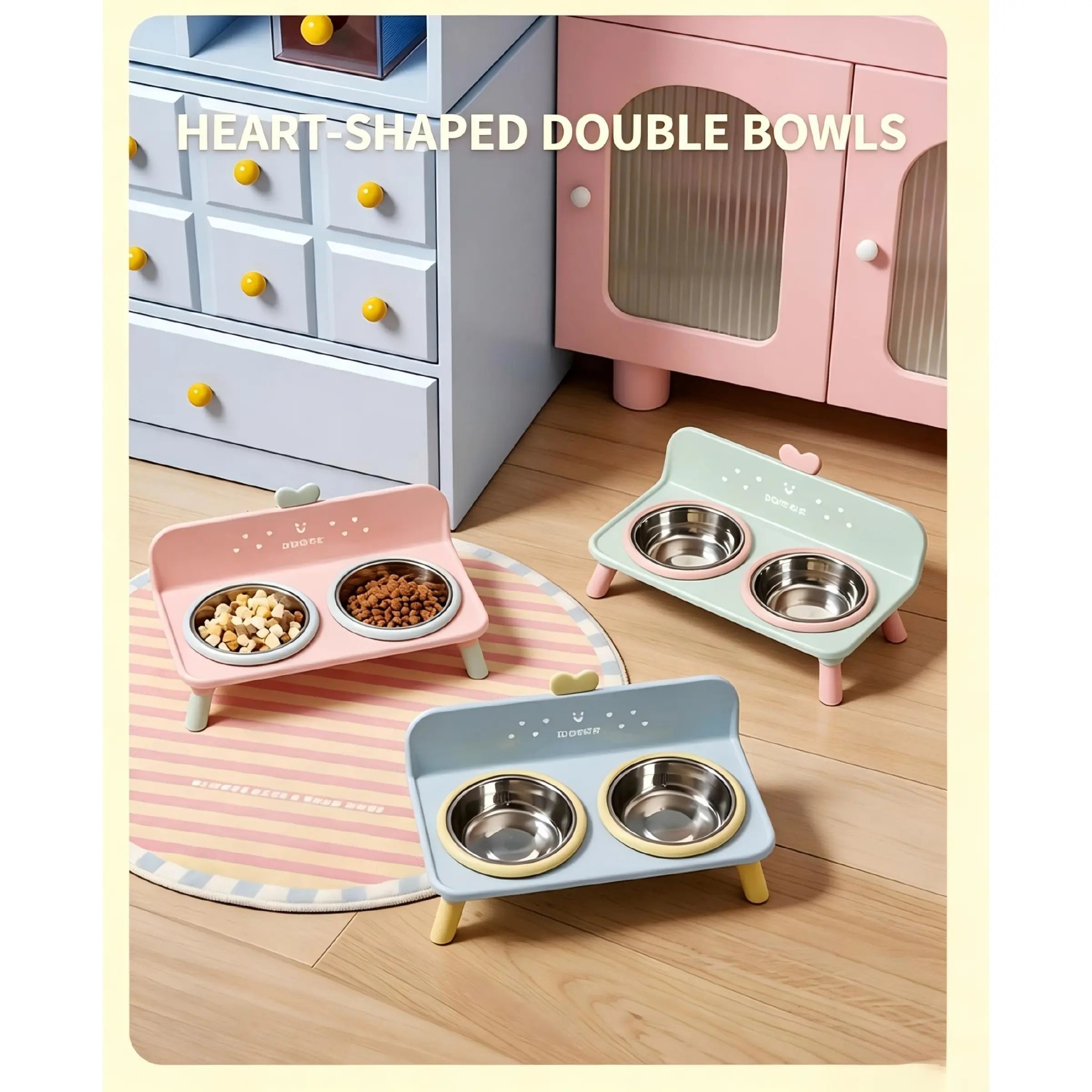 Upgrade your pet's mealtime with these cute heart-shaped macaron bowls! 🐾💕 Anti-spill stainless steel feeding set for your furry friends - perfect for cats and dogs! 🐶🐱✨
