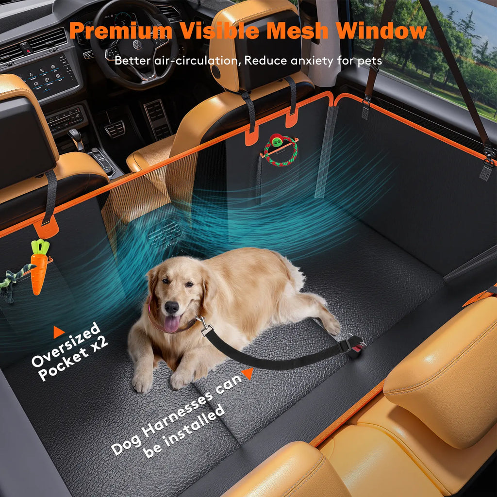 MIXJOY Dog Accessories,Waterproof Hard Bottom Dog Car Seat Cover, Folding Dog Bed for Car Travel,Outside Dog Bed,Expanded Space & Weight up to 400LBS Pet Accessories