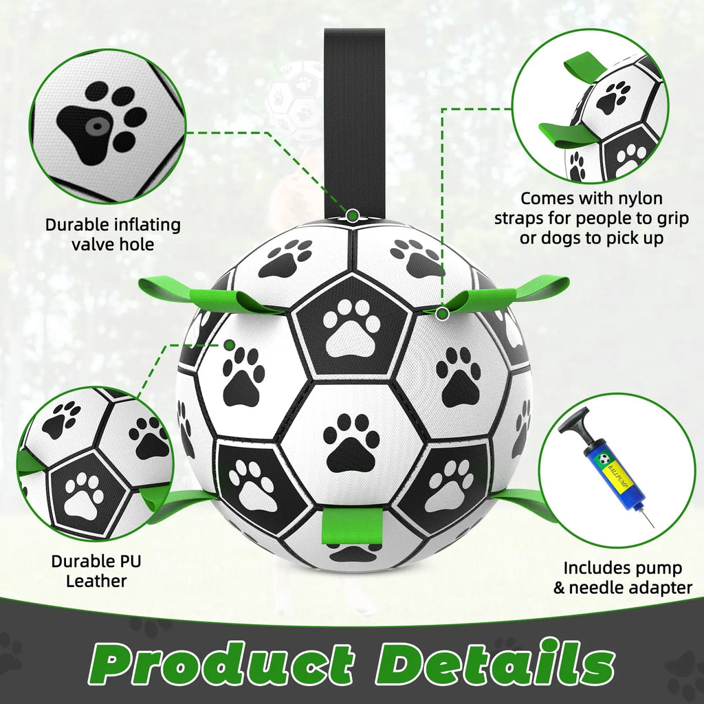 Herding Dogs Balls Durable Dog Soccer Ball with 9 Grab Tabs for Outdoor & Water Play, Perfect Gift for Pets