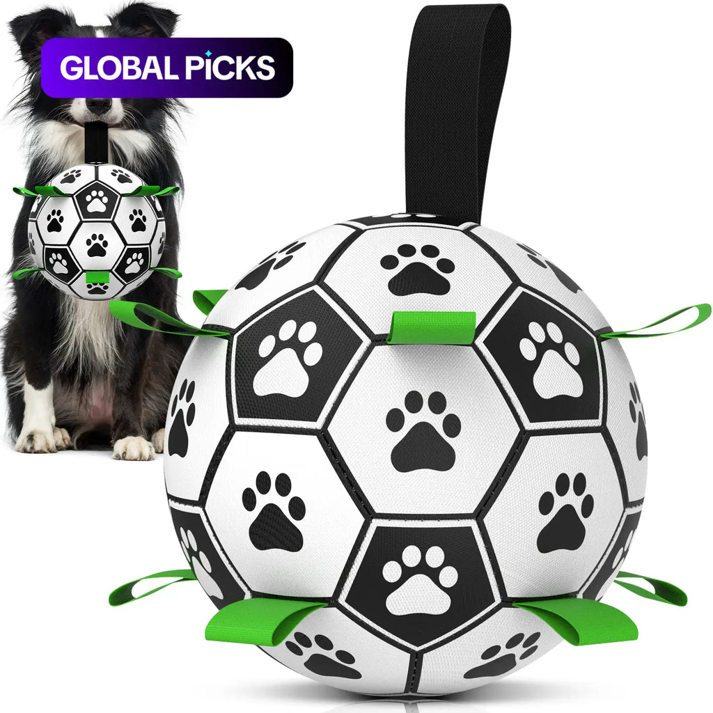 Herding Dogs Balls Durable Dog Soccer Ball with 9 Grab Tabs for Outdoor & Water Play, Perfect Gift for Pets