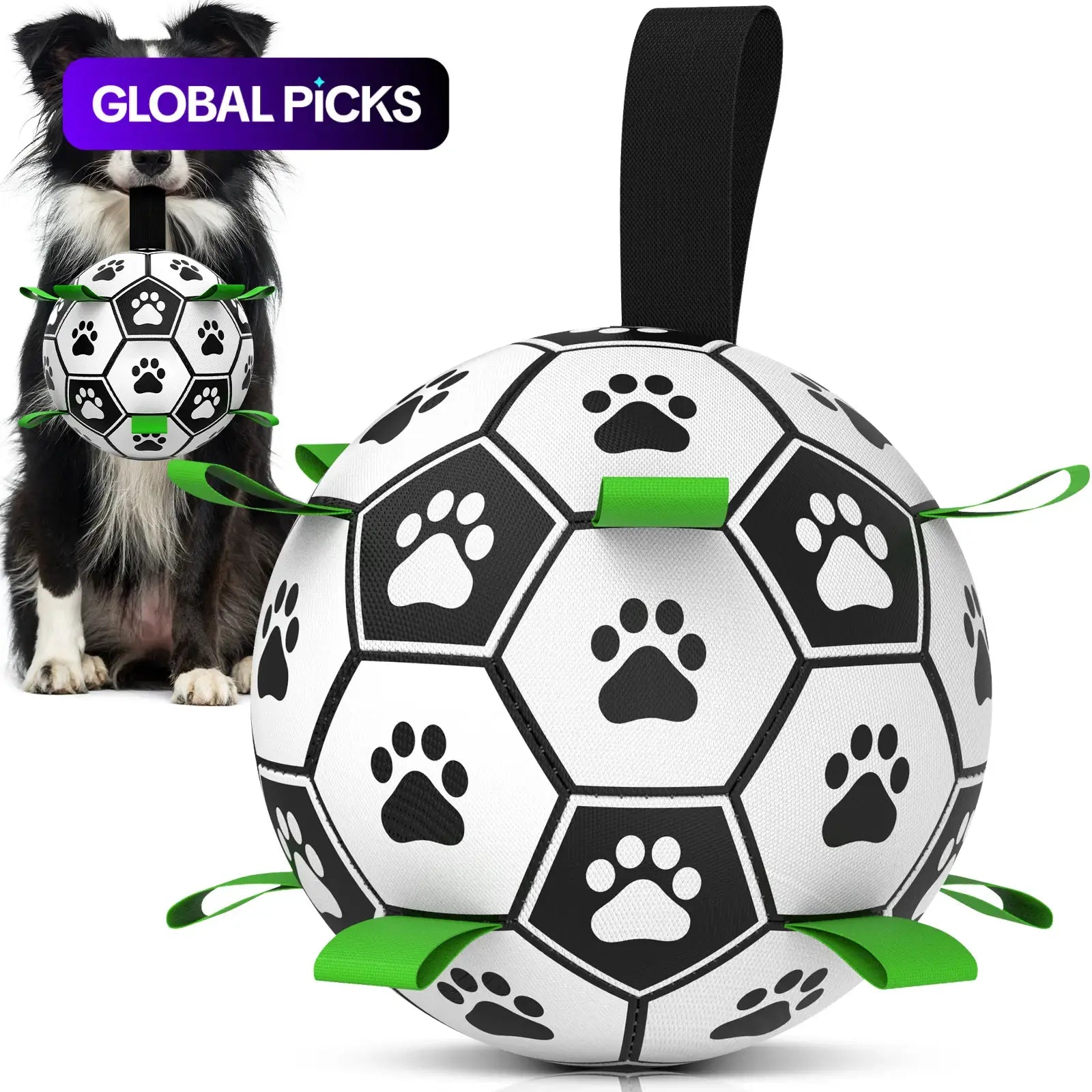 Herding Dogs Balls Durable Dog Soccer Ball with 9 Grab Tabs for Outdoor & Water Play, Perfect Gift for Pets