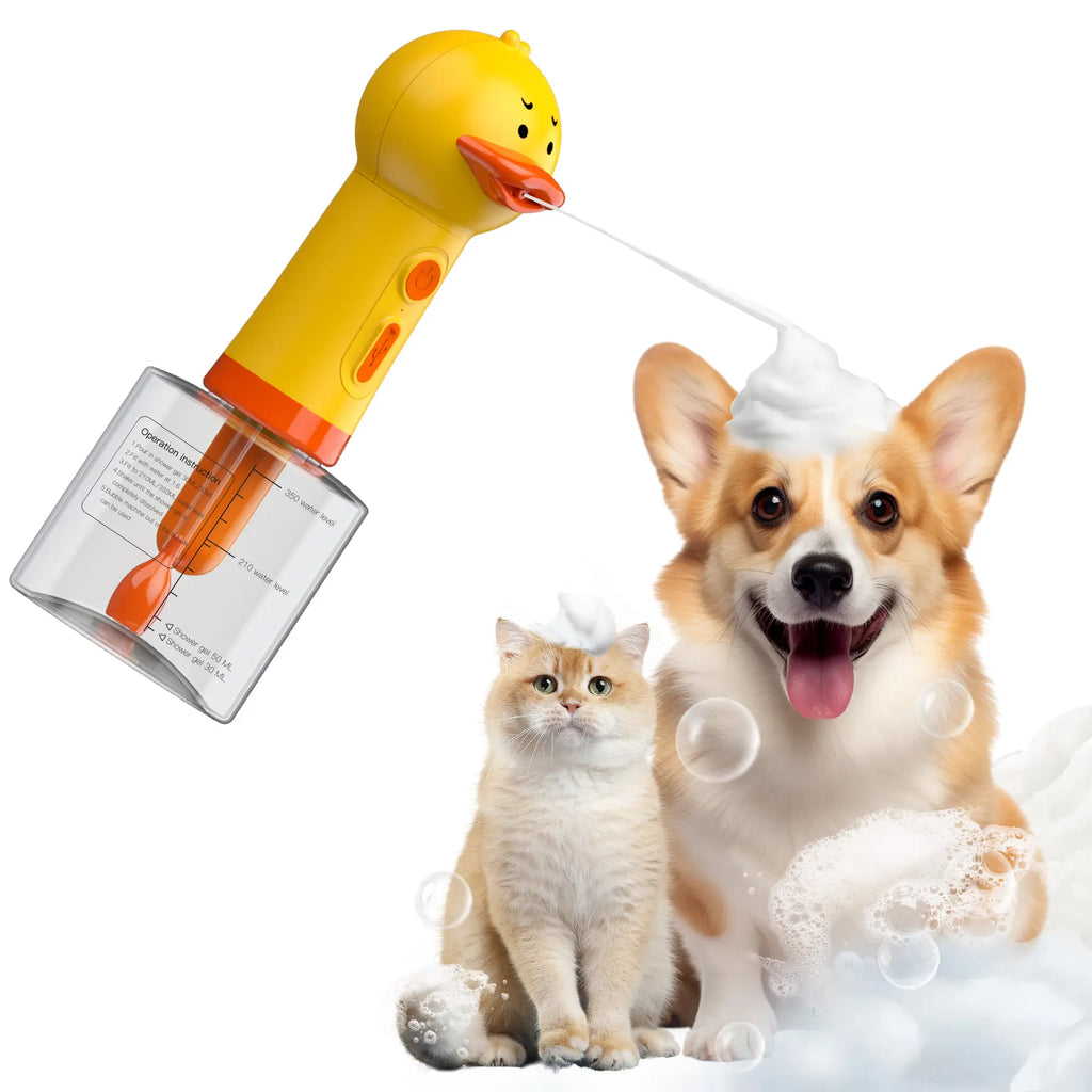 [Creator Pick] Electric Dog Shampoo Dispenser, Dog Shampoo Sprayer, Duck Shampoo Foamer for Pet, Foaming Soap Dispenser for Bathtub, Kitchen Sink Cleaning Grooming Bubbles