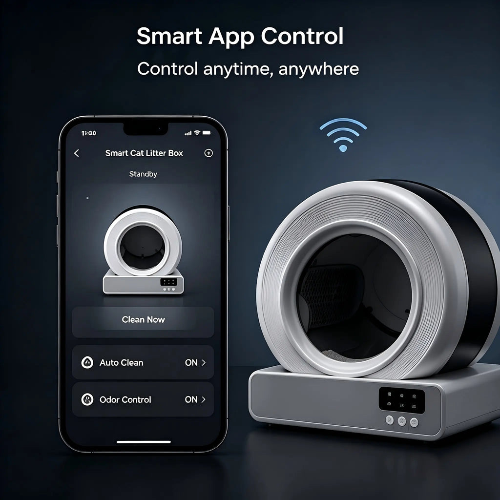 【 Self Cleaning Litter Box】Pawtech Stainless Steel Smart Low-Noise Auto-Cleaning Cat Litter Box (60L) - 2.4G Wifi App-Controlled, Equipped with Smart Sensors, Safety Protection, Easy Maintenance #Catlitterbox#Smartlitterbox#Petessentials#Catlovers Campin