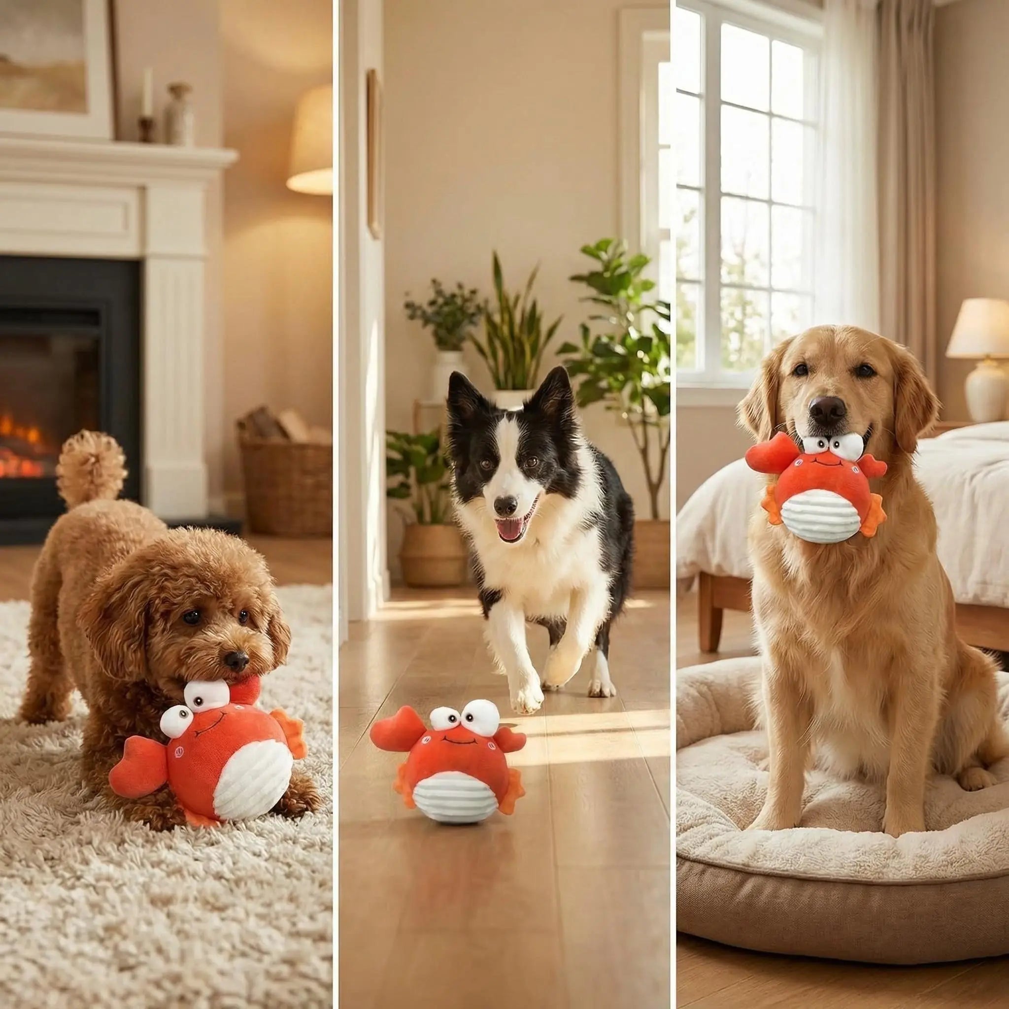 GUKCO Crab Interactive Dog Toy – Rechargeable Self-Play Toy with Motion-Activated Ball, 3 Modes (Music/Silent/Record) for Small Medium Dogs, Reduces Separation Anxiety, Puppy Teething Toy